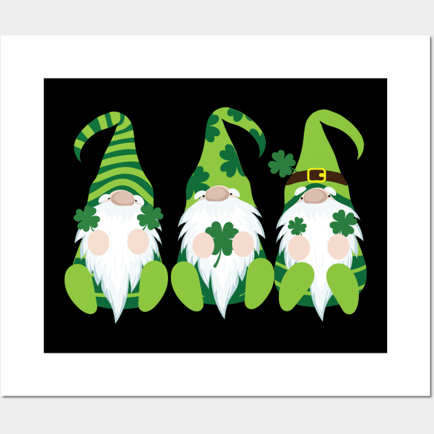 Irish Gnomes St Patricks Day Gnome Shamrock Wall Art by 2blackcherries